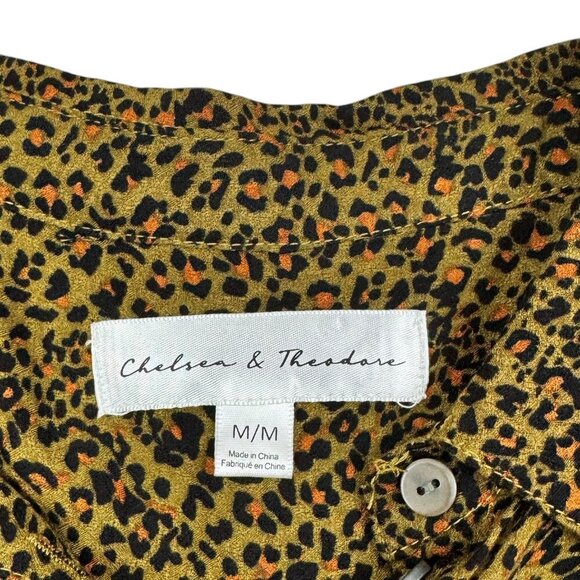 Chelsea & Theodore Cropped Tie-Front Animal/Leopard Print Top Women's Size M - Picture 3 of 5
